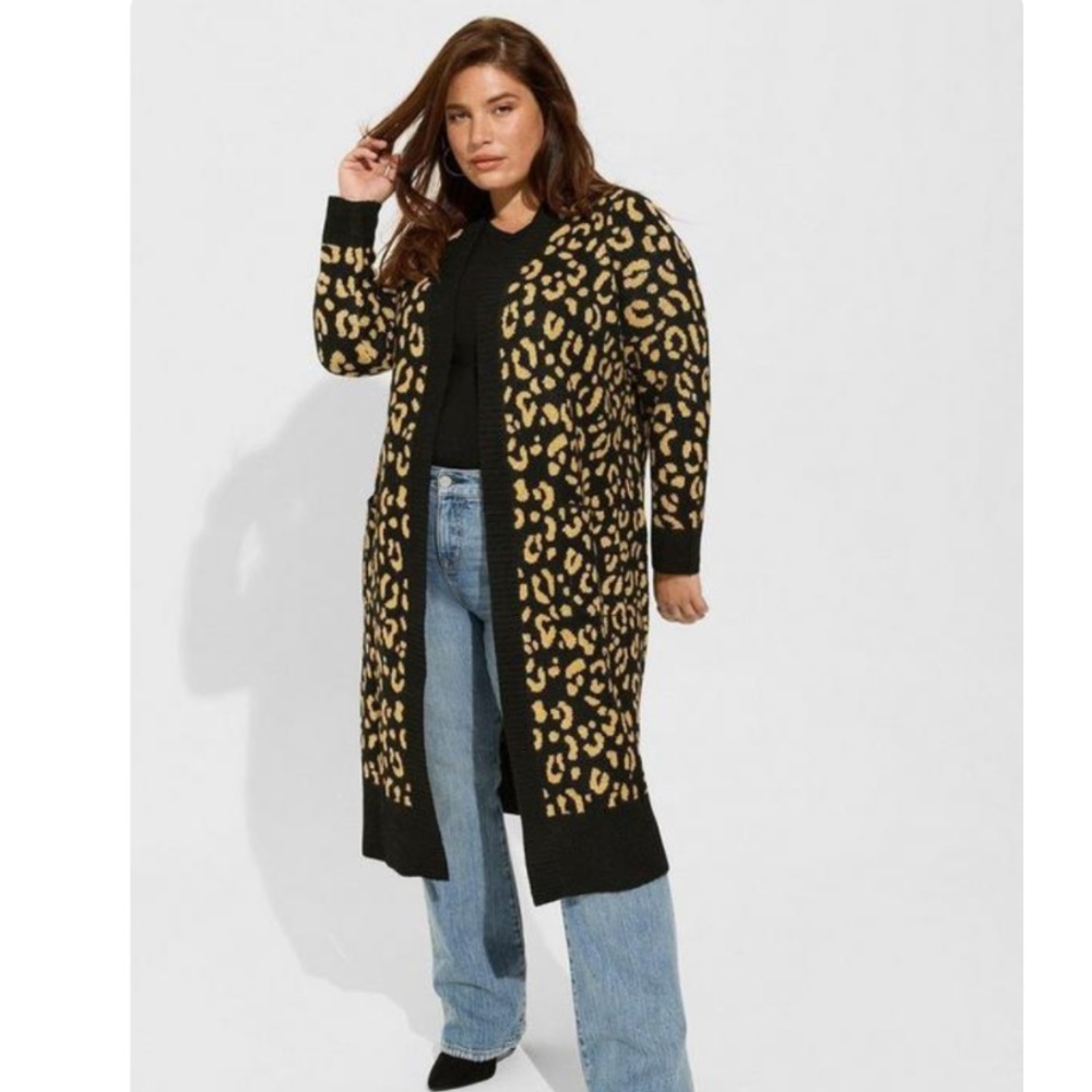 TORRID Vegan Cashmere Duster Jacquard Lurex Sweater 0X NWOT